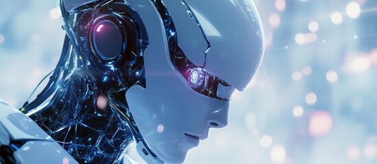 Wall Mural - 3d rendering of a robot engaged in data processing activities