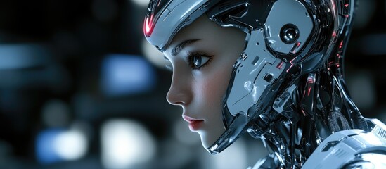 Wall Mural - cyborg girl in a state of tranquility 3d illustration