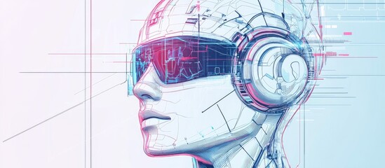 Wall Mural - concept of artificial intelligence ai illustrated with a thin line design flat graphic artwork on a 