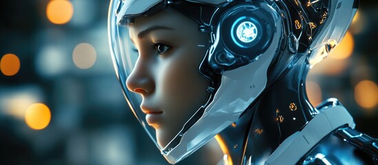 Poster - Futuristic humanoid figure 3D digital artwork