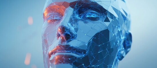 Wall Mural - 3d illustration of an abstract polygonal human face representing the concept of artificial intellige