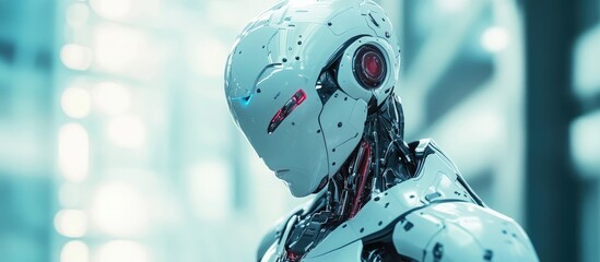 Wall Mural - futuristic robotic figure in attire digital art depiction