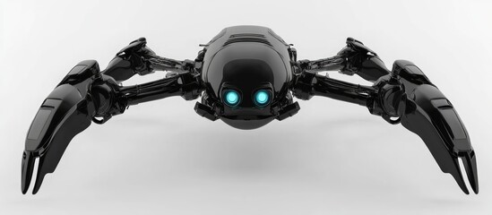 Wall Mural - futuristic black robot drone on a white background adding excitement to your creative projects 3d il