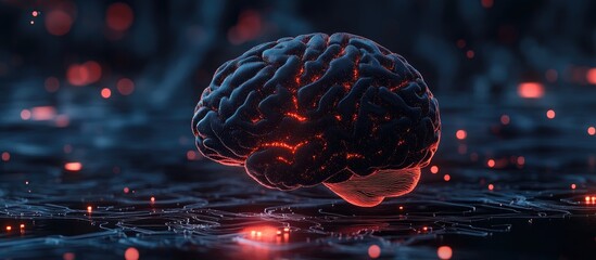 Wall Mural - human brain and neural network concept modern design focused on artificial intelligence featuring a 