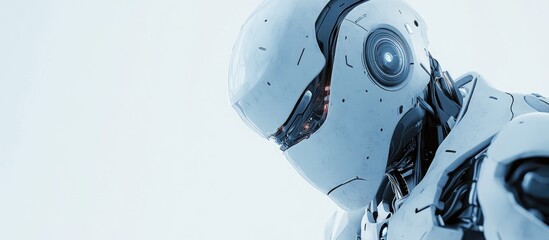 Wall Mural - futuristic humanoid robot gazing downward 3d digital artwork