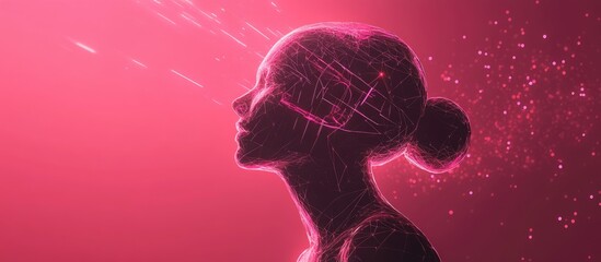 Wall Mural - futuristic pink ai polygon illustration in 3d showcasing a rear view design with a modern aesthetic
