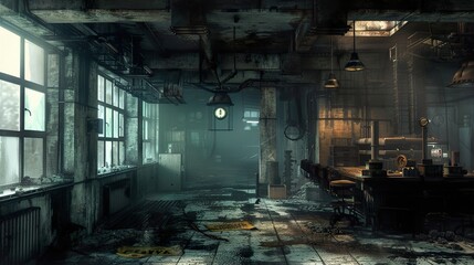 Canvas Print - Abandoned Industrial Building Interior: A Haunting Glimpse into the Past