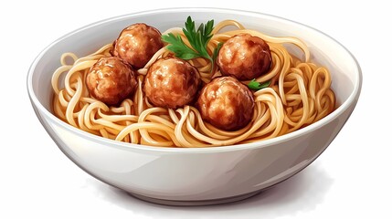 Wall Mural - spaghetti with meatballs and sauce