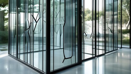 Wall Mural - Contemporary Glass Panels with Repetitive Design and Sharp Edges