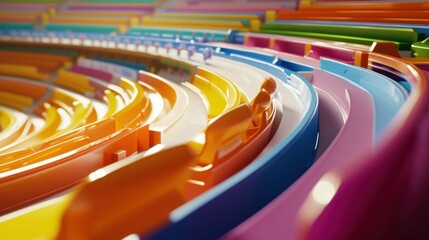 Wall Mural - Colorful stadium seats in a close-up view.