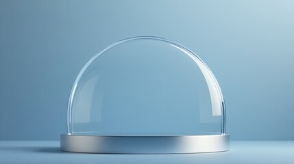 Wall Mural - A clear glass dome with a silver base sits on a blue background.