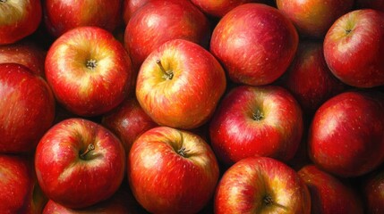 Wall Mural - Oil painting depicting a variety of red apples