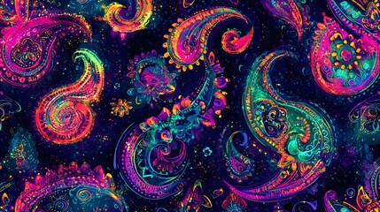 Neon Paisley Pattern