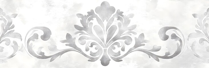 Wall Mural - Silver Floral Pattern on White Background