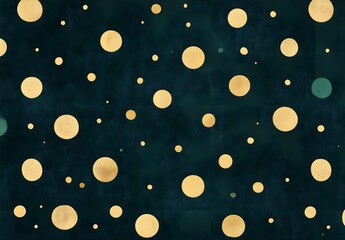 Poster - Abstract Gold Polka Dot Pattern on a Dark Green Background