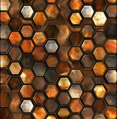 Wall Mural - Abstract Rusty Hexagon Pattern