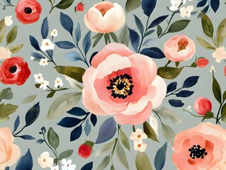 Sticker - Watercolor floral seamless pattern