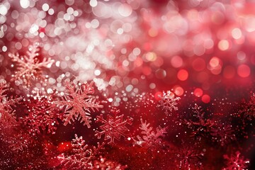 red christmas background with snowflakes