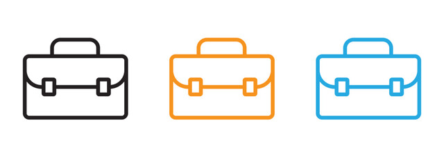 Briefcase icon Thin line illustration set