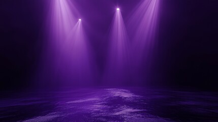 Poster - Spotlight purple light lamp on the dark empty room cement grunge background