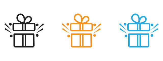 Gift boxes icon Thin line illustration set