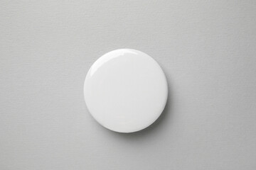 Canvas Print - Blank white button badge on grey background, top view. Mockup for design