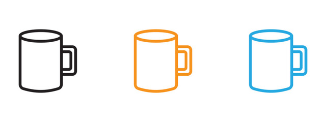 Mug icon Thin line illustration set