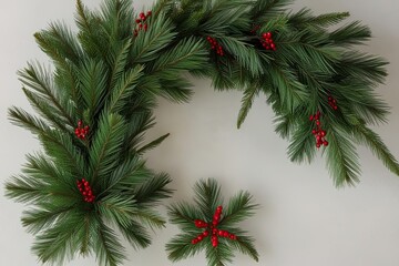 Cozy Holiday Decor Featuring Lush Green Pine Twigs on Bright Background