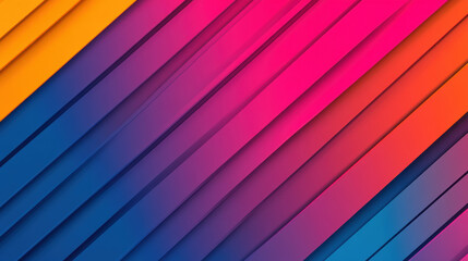 Sticker - Vibrant abstract background with colorful diagonal stripes in shades of blue, pink, orange, and purple. Perfect for modern design projects.