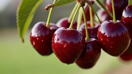 Wall Mural -  Bright and juicy cherries ready for picking