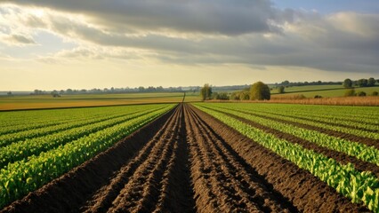 Sticker -  Vibrant farmland under a cloudy sky