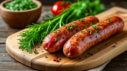 Wall Mural -  Deliciously grilled sausages ready to be savored