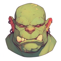 Wall Mural - A stylized illustration of a green-skinned troll character with a fierce expression.