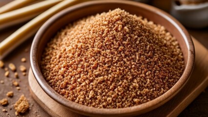  Aromatic spices in a wooden bowl