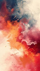 Wall Mural - Watercolor fire smoke brush background 