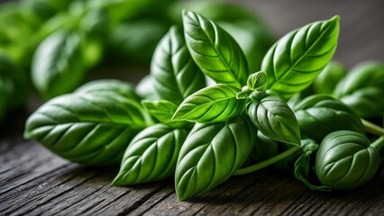 Wall Mural -  Fresh basil leaves ready for culinary delight