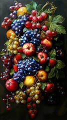 Canvas Print - Still Life with Grapes, Apples, Pears, and Strawberries