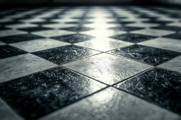 Sticker - A Close-Up of a Black and White Checkerboard Floor