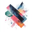 © Wavezaa - Watercolor illustration of a stylized phrase in modern typography, clipart style, framed with abstract digital watercolor shapes, isolated on a white background.
