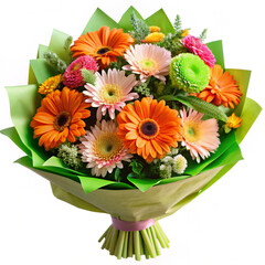 bouquet of flowersflower, bouquet, flowers, nature, gerbera, daisy, bunch, spring, pink, plant, orange, beauty, floral, yellow, summer, bloom, blossom, colorful, isolated, arrangement, decoration, gif