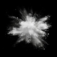 White smoke explosion isolated on black 
