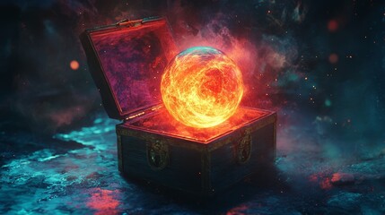 Wall Mural - a glowing orb inside a chest, symbolizing the light of hope amidst mental darkness.