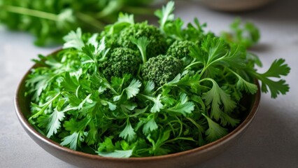 Wall Mural -  Freshly chopped parsley and broccoli florets ready for a healthy meal