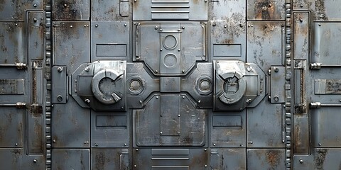 Wall Mural - Futuristic Metal Panel with Rivets and Bolts