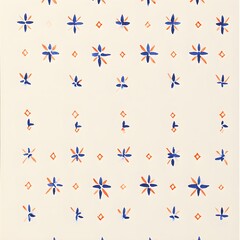 Sticker - Watercolor blue and orange flower pattern