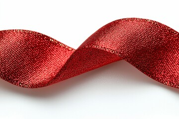 Wall Mural - Close-up of a Red Satin Ribbon with Gold Trim