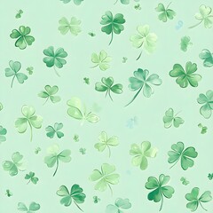 Wall Mural - Green Clover Leaves Pattern