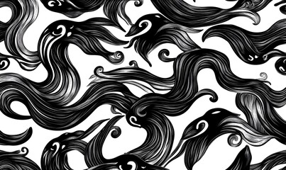 Poster - Abstract Black and White Wavy Pattern