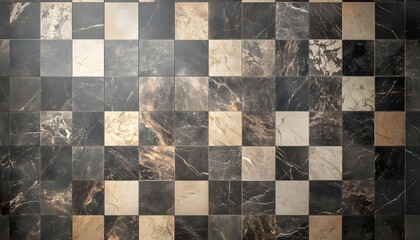 Wall Mural - Checkerboard Marble Tile Texture