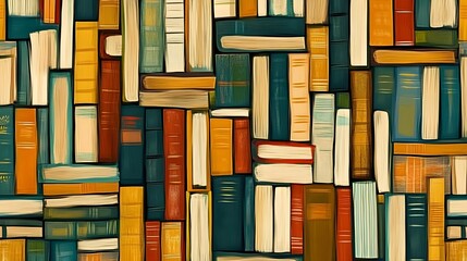 Sticker - Abstract Bookshelf with Colorful Books